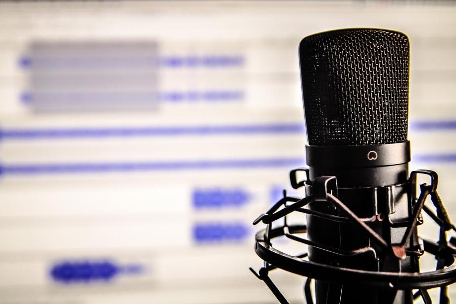 Microphone with recording software in the background.