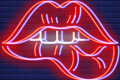 Neon drawing of lips